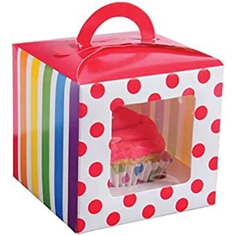 Lot Of 12 Rainbow Design Cupcake Carrier Boxes : Amazon.in: Industrial ...