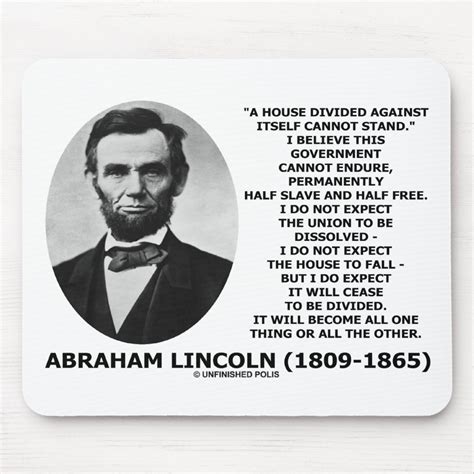 Abraham Lincoln House Divided Cannot Stand Quote Mouse Pad | Zazzle