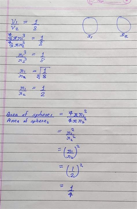 if the ratio of volumes of two spheres is 1:8. then find the ratio of ...