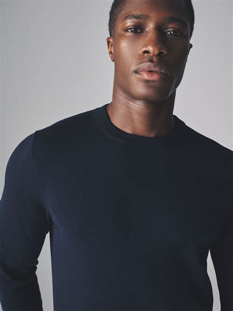 Buy The Set 4 Pack Long Sleeve Knitted Crew Jumpers Black/Navy Blue ...
