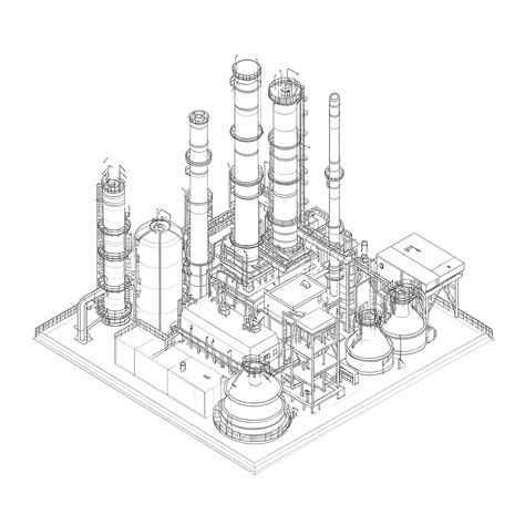 A drawing of a power plant with a drawing of a power plant | Premium AI ...