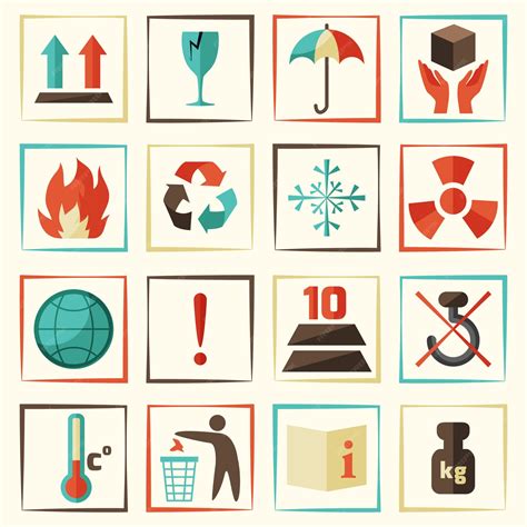 Packing symbols or icons set | Free Vector