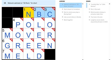 NBC: From "30 Rock" to Boxing Day Movers! NYT Mini Crossword Answers ...