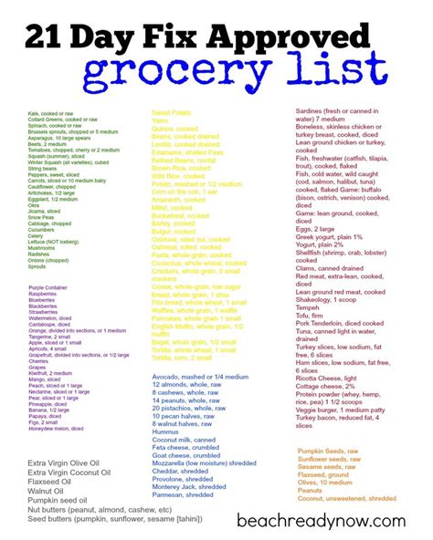 21 Day Diet Shopping List 21 Day Fix Meal Plan 21 Day Fix - Etsy