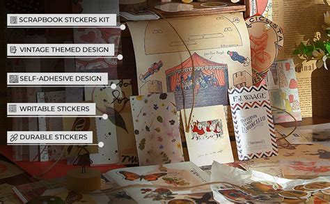 HASTHIP® Scrapbook Stickers Kit, Aesthetic Vintage Scrapbooking ...