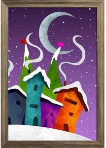 Abstract Houses Paper Poster Antique Golden Frame Paper Print ...
