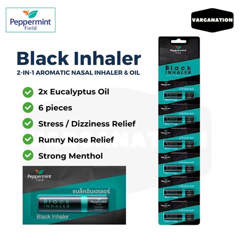 Peppermint Field Black Inhaler Set of 6 Thai Nasal Inhaler - Made in ...