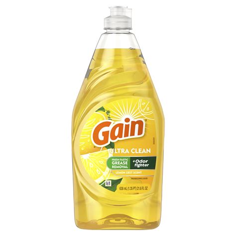 Gain Ultra Dishwashing Liquid Soap, Powerful Lemon Scent, 21.6 Fluid ...