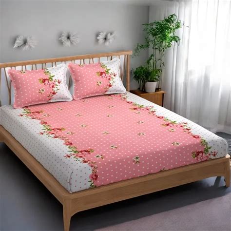 Wellnest 220TC Elastic Fitted 100% Cotton Feel Printed King Size Double ...