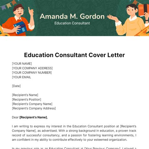 Free Education Consultant Cover Letter Template to Edit Online