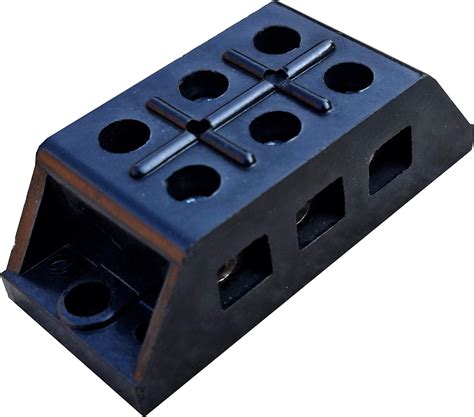 PGSA2Z® 60A 3 Way Bakelite Connector Strip Double Row Barrier Black ...