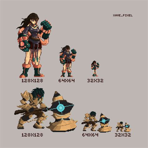 Pixel Character Design Different Sizes : r/PixelArt