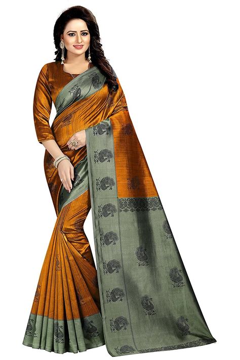 Buy Pink Wish Women's Mysore Art Silk Saree (MAYURI MUSTARD_Mustard ...