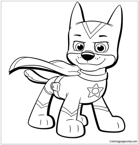 coloring page of chase paw patrol