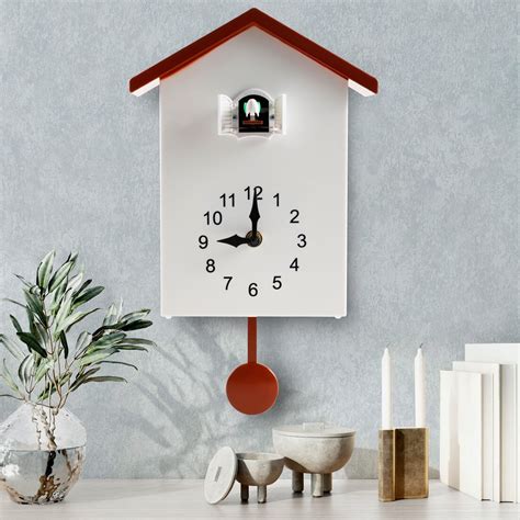 GHOJET Cuckoo Clock Plastic Cuckoo Wall Clock with Bird Tweeting Sound ...