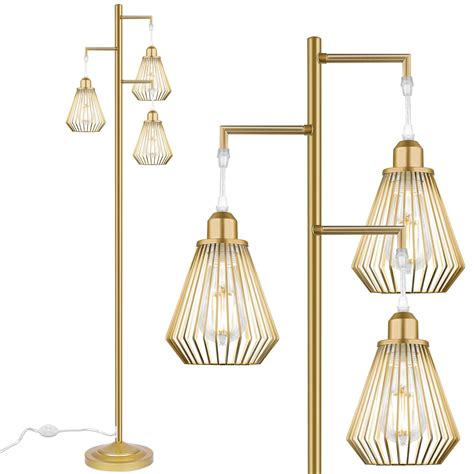 QiMH Industrial Floor Lamps for Living Room,Tree Standing Lamp with 3 ...