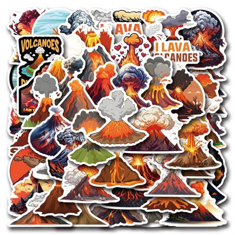 55PCS Volcano Stickers Aesthetic Vinyl Stickers Decals Scrapbook ...