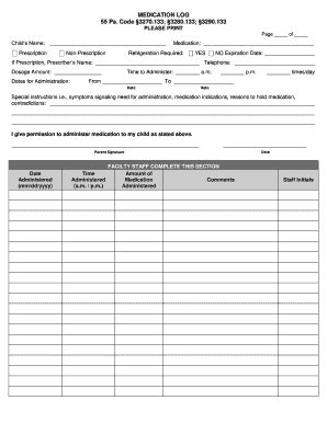 PA Camp Curiosity Medication Log 2015-2026 - Fill and Sign Printable ...