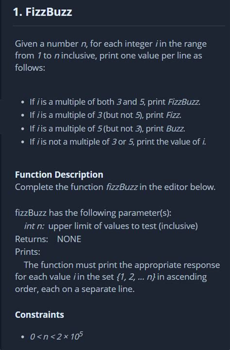 FizzBuzz HackerRank Solution 的图像结果