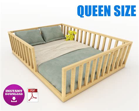 Metric Queen Size Montessori Floor Bed Digital Plan, DIY Montessori ...