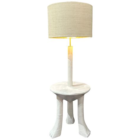 Primitive Tribal Plaster End / Side Table / Floor Lamp For Sale at 1stDibs