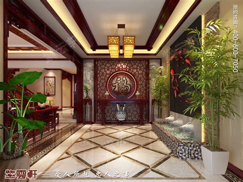 北京别墅现代中式装修效果图，中式门厅设计图_紫云轩中式设计图库