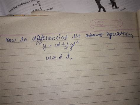 differentiate the equation Y is equal to UT plus half g t square with ...