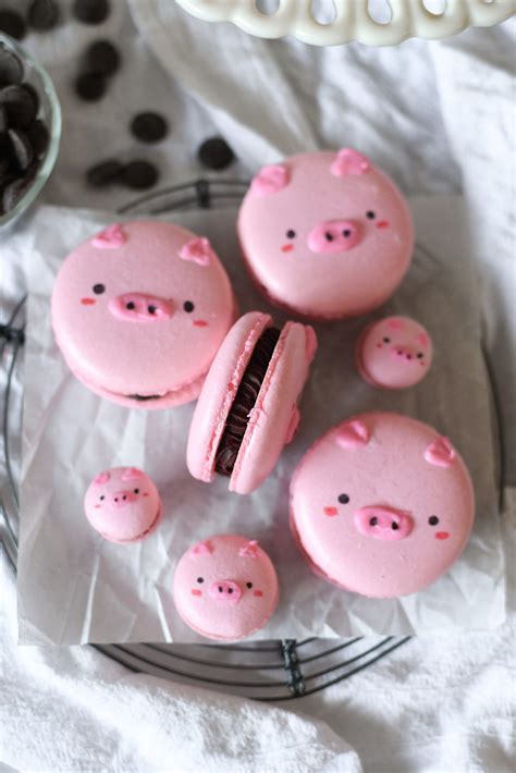 Chocolate Pig Macarons (French Method) • Bites by Bianca