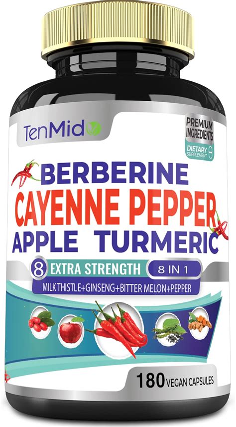 Amazon.com: Cayenne Pepper Supplements Extract Capsules, 180 Capsules & Berberine, Apple ...