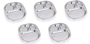 CLEVERZONE Stainless Steel 3 in 1 Compartment thali Set/Dinner Plate ...
