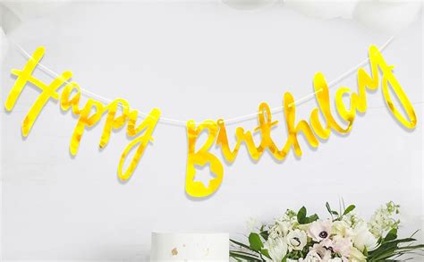 Propsicle Happy Birthday Cardboard Golden Pack of 1 Cursive Banner ...