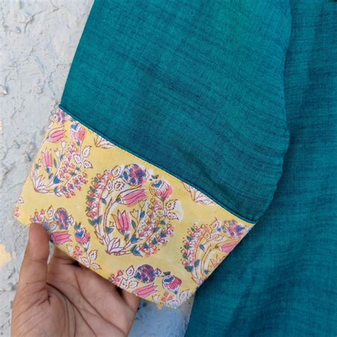 ANAAYA - Pure Cotton Handloom Yoke Kurta Teal – Sanskruti