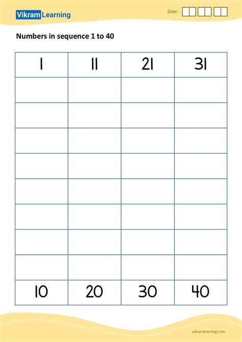 Download 05 -numbers in sequence 1 to 40 worksheets | vikramlearning.com