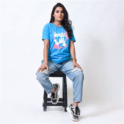 Spread Love turquoise Blue Regular Fit T-shirt Women – Bloopers