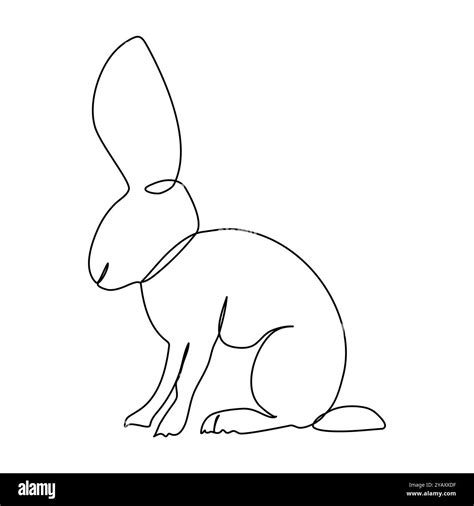 Bunny rabbit in continuous line art drawing style. Hare black linear ...