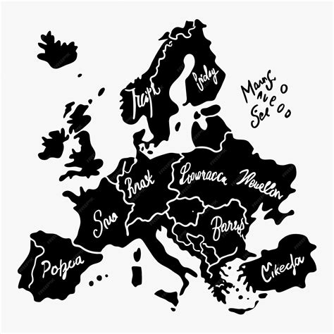 Premium Vector | Hand draw map of Europe Black line drawing sketch outline doodle on white ...