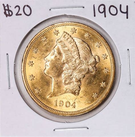 1904 $20 Liberty Head Double Eagle Gold Coin - Aug 12, 2022 | BK ...