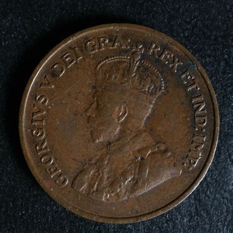 1 cent 1925 Canada one small penny copper King George V c ¢ VF-30 ...
