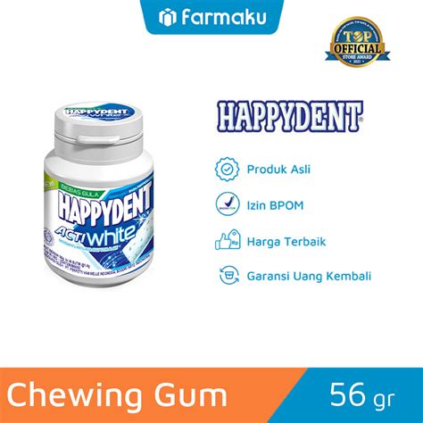 Happydent Chewing Gum Acti White Bebas Gula Botol 56 gr | Farmaku