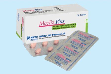 Mecliz Plus 25 mg+50 mg Tablet Uses, Dosage, Side Effects - Bissoy