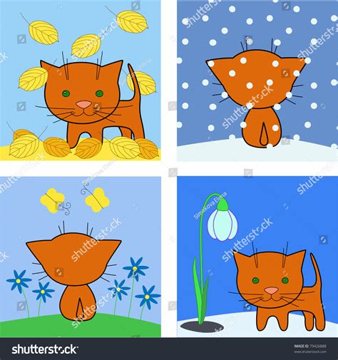 Kitten Seasons Stock Vector (Royalty Free) 79426888 | Shutterstock