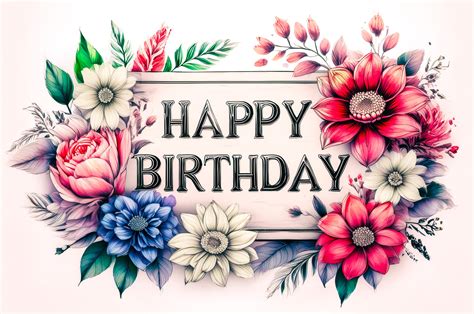 Happy Birthday, Flowers, Frame Free Stock Photo - Public Domain Pictures