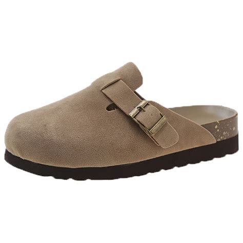 Comfortable Suede Women's Clogs - Arch Support Leather Mules with Cork ...