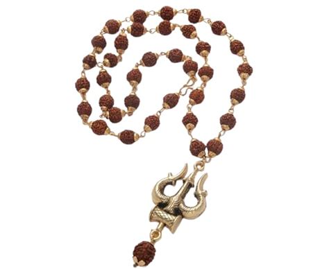 Buy IRIS GEMS Lord Shiva Trishul Damru Rudraksha Locket With Mala 5 ...