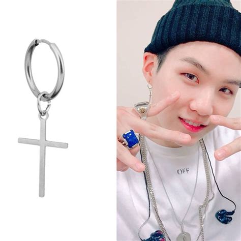 BTS SYGA ユンギ 着用モデル 2pc 1pair クロスリングピアス イヤリング | 日本未入荷アクセサリー Leadhope