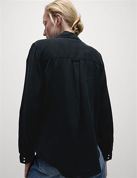 Pure Lyocell Collared Button Through Shirt