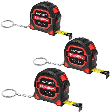 HAUTMEC 3M(10ft) Keychain Tape Measure,3 Pack Small Metric and Inches Measuring Tape,MIni ...