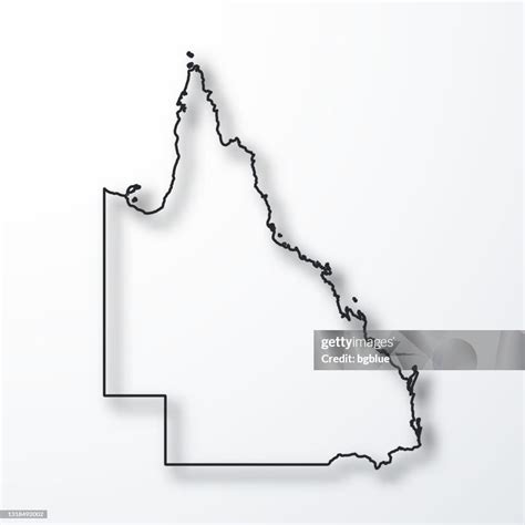 Queensland Map Black Outline With Shadow On White Background High-Res Vector Graphic - Getty Images