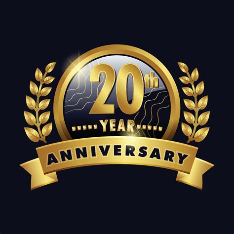 20th anniversary golden logo twentieth Years Badge with number twenty ...