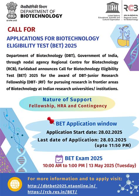 Call for Applications: Biotechnology Eligibility Test (BET) | Regional ...